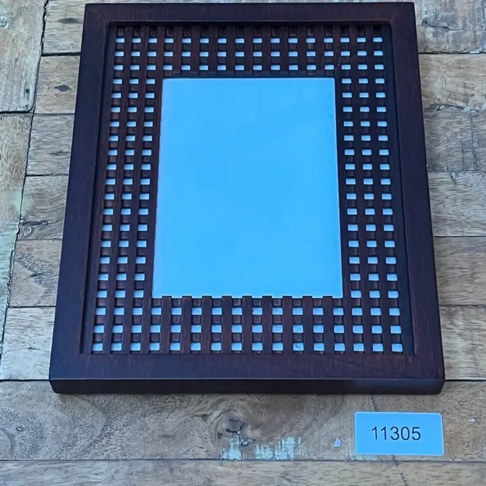 Decorative Picture Frame 4.5 x 6.5 in Dark Brown Grid Patterned Frame Standing